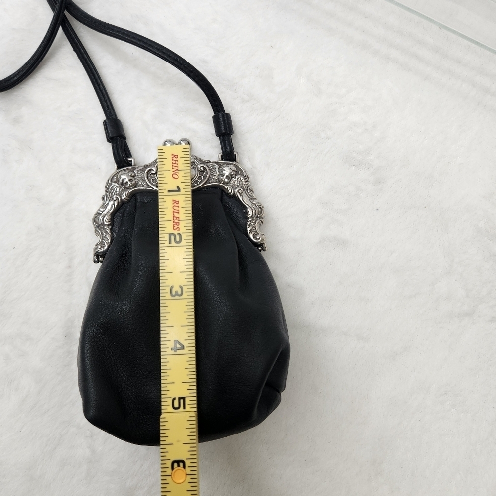 VTG One World By Brighton Black Leather Crossbody Bag with Silver Clasp. - Picture 9 of 14
